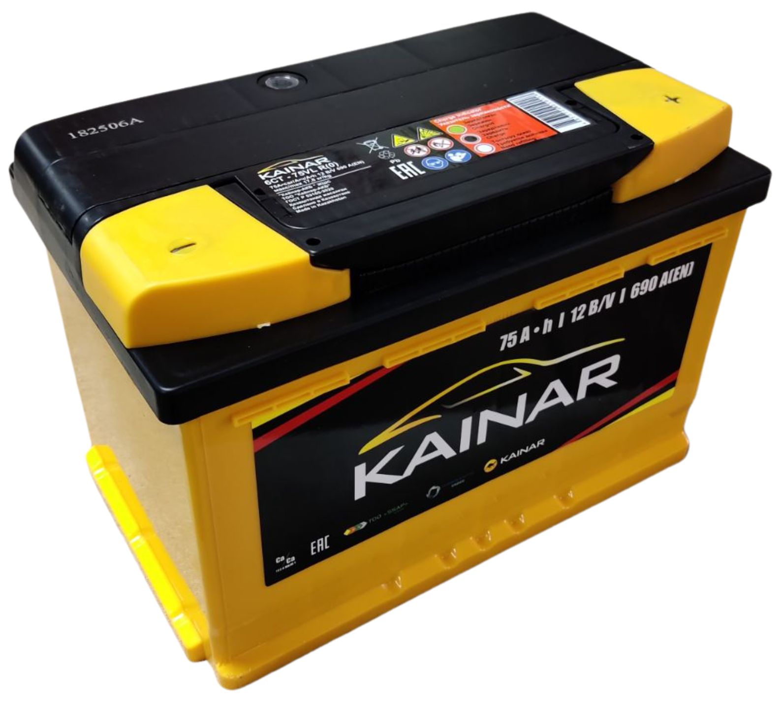 Акумулятор стартерний 6СТ-75 АПЗ (-/+) KAINAR